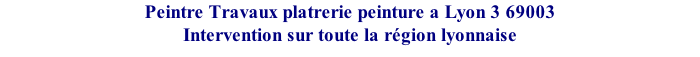 Peintre Travaux platrerie peinture a Lyon 3 69003 Intervention sur toute la rgion lyonnaise